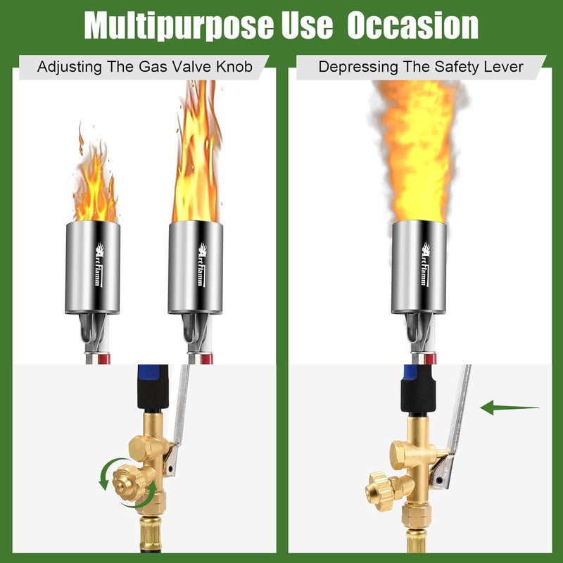 ARTFLAMM NEW Propane Torch Weed Burner Kit, Weed Torch High Output Blow Torch with 10FT Hose, Heavy Duty Garden Torch with Turbo Trigger for Flame Weeding,Roofing, Melting Ice Snow - Image 5